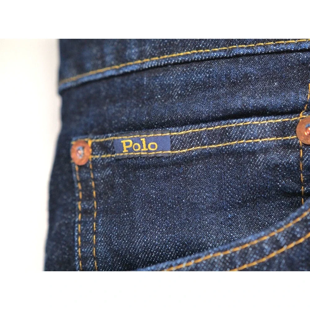 Polo Ralph Lauren‎ Mens 38Tx36 The Hampton Relaxed Straight Rope Dyed Blue Jeans